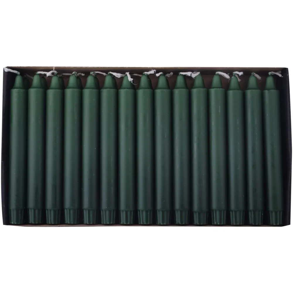 Kronelys, 20cm, Ø2,3cm, mørkegrøn, 8 timer, stearin (150 stk/krt)