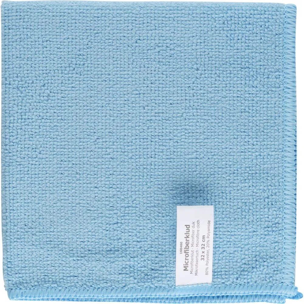 Rengøringsklud, 32x32cm, blå, mikrofiber, basic (20 stk/pk)