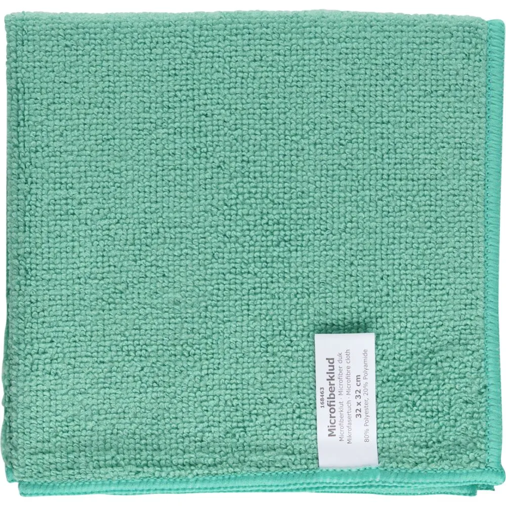 Rengøringsklud, 32x32cm, grøn, mikrofiber, basic (20 stk/pk)