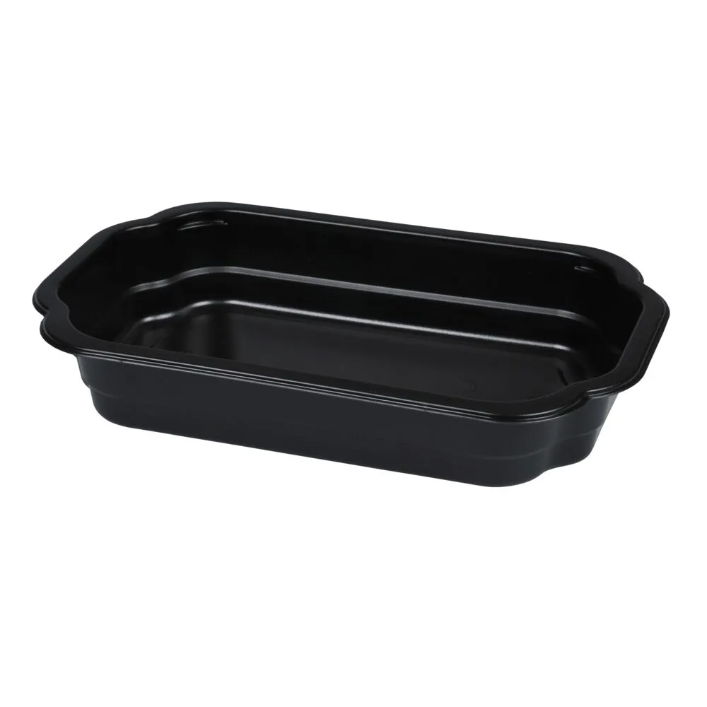 Plastbakke, 25x15,9x4,3cm, 1200 ml, sort, PP, 1-rums (246 stk/krt)