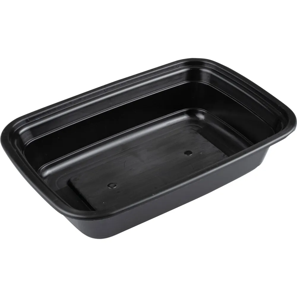 Takeaway bakke, 19,9x13,5x4,5cm, 705 ml, sort, PP, 1-rums, til flergangsbrug (400 stk/krt)