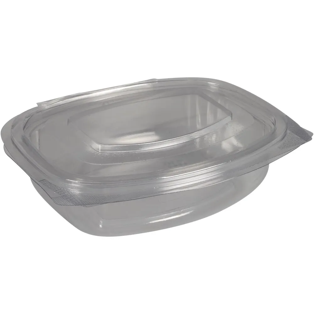 Salatbæger, 15,5x13x5cm, 360 ml, 375 ml, klar, PET/RPET, med hængslet låg, rektangulær (300 stk/krt)