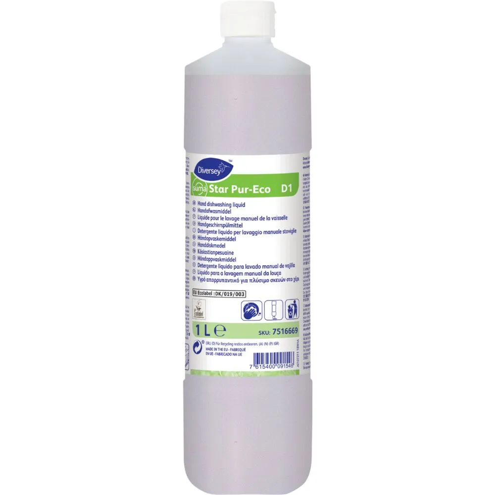 Håndopvask, Diversey Suma Star Pur-Eco D1, 1 l, uden farve og parfume (6 stk/krt)
