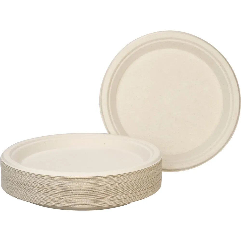 Fibertallerken, 2,05cm, Ø26cm, nature, sukkerrør (500 stk/krt)