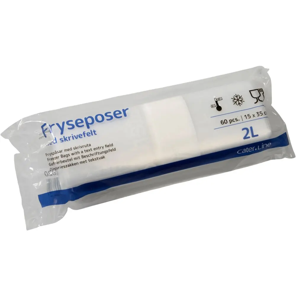 [102001] Frysepose, 2 l, klar, LDPE/LLDPE/virgin, 15x35cm (15 rl/krt)