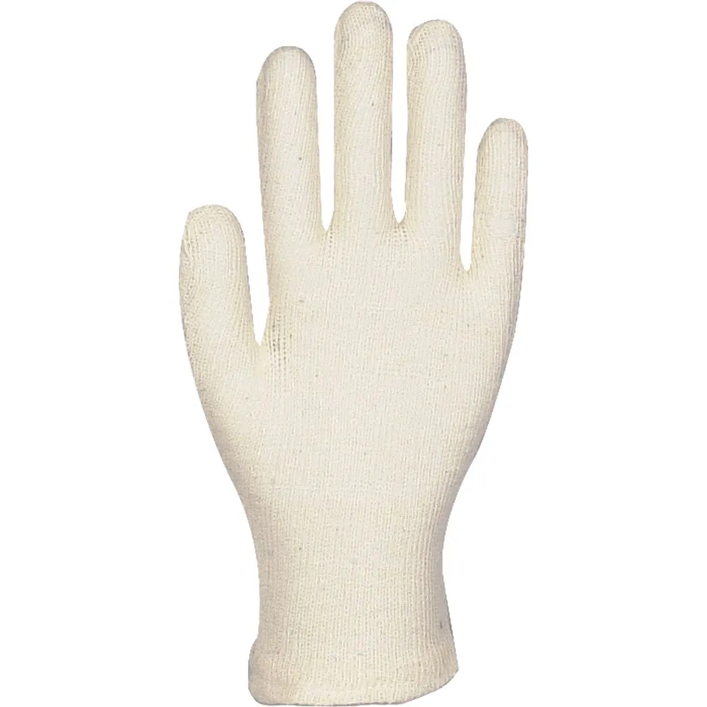 Tekstilhandske, 8, nature, bomuld/polyester, fint strikket, inderhandske (12 par/pk)