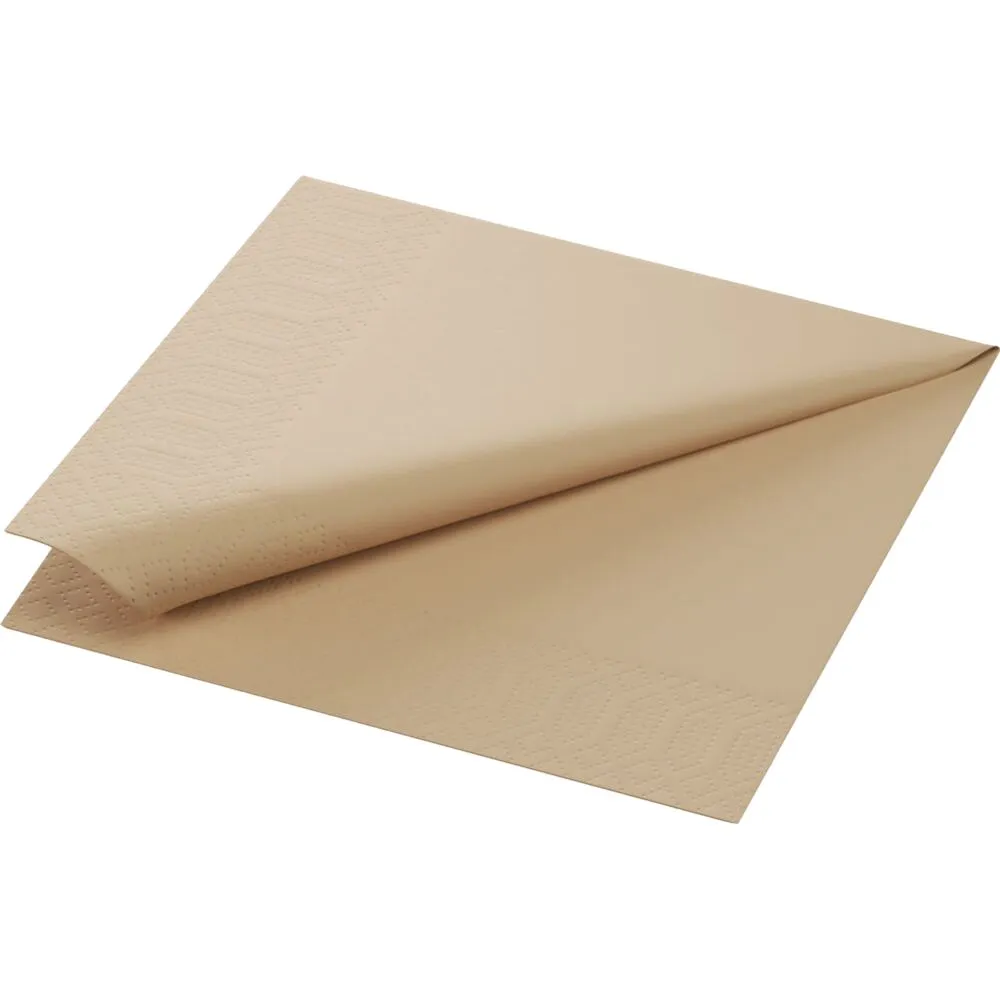 Frokostserviet, Duni, 3-lags, 1/4 fold, 33x33cm, natur, nyfiber (1000 stk/krt)