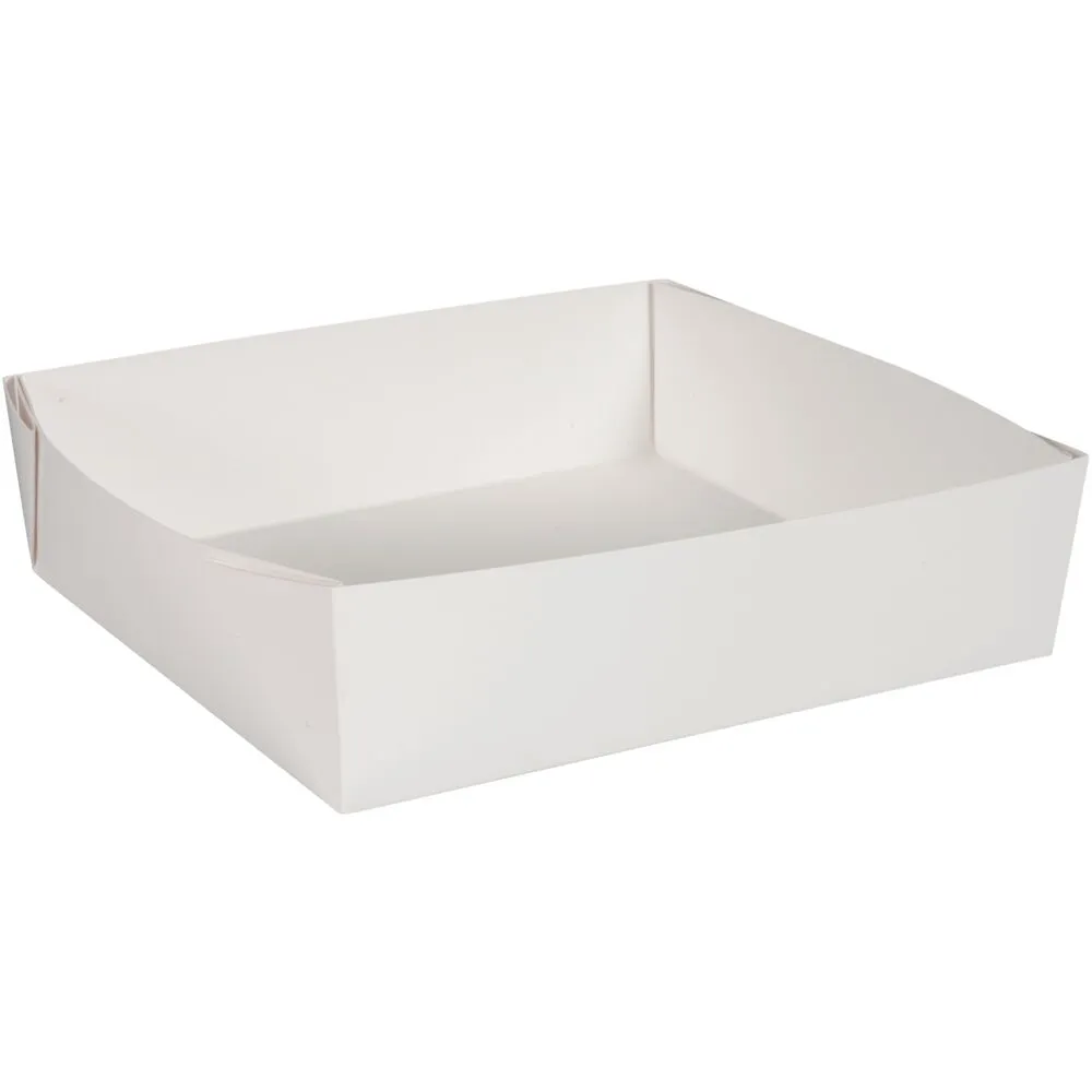 Madbakke, 27x24x7cm, hvid, pap/PE (100 stk/krt)