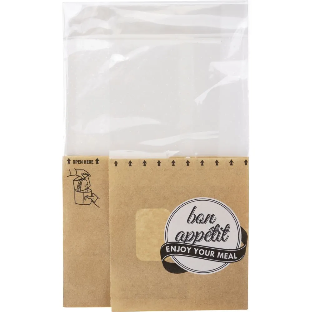 Snack bag, 7,5x13x21,5cm, brun, papir/PET, sidefalset, med afriv (1000 stk/krt)