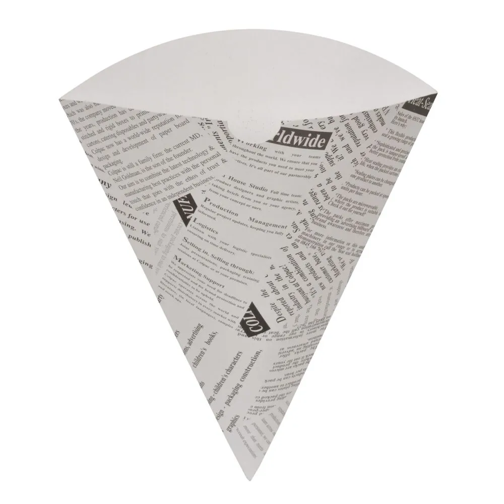 Kræmmerhus, Fish N chips, 15x16cm, sort, papir, klæbet, konisk (1000 stk/krt)