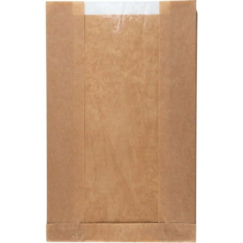 Rudepose, 14x24x7cm, brun, papir/PE, med sidefals og PE rude (300 stk/krt)