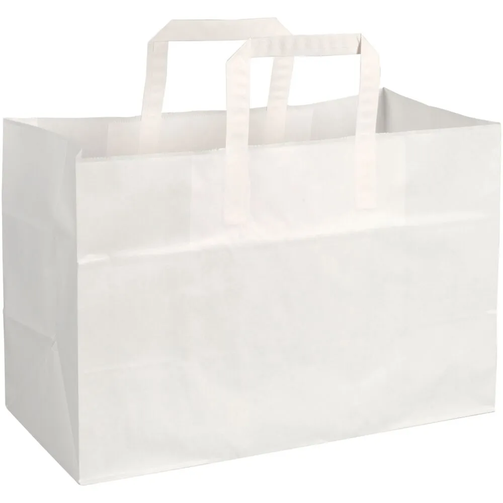 [13402501] Bærepose, 35x17x24,5cm, 17 l, hvid, papir, med hank (200 stk/krt)
