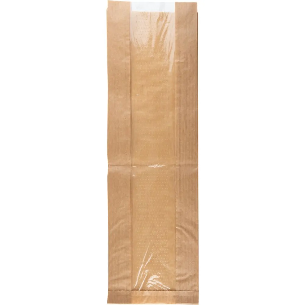 Rudepose, 14x45,5x7cm, brun, papir/PE, med sidefals og PE rude (1000 stk/krt)