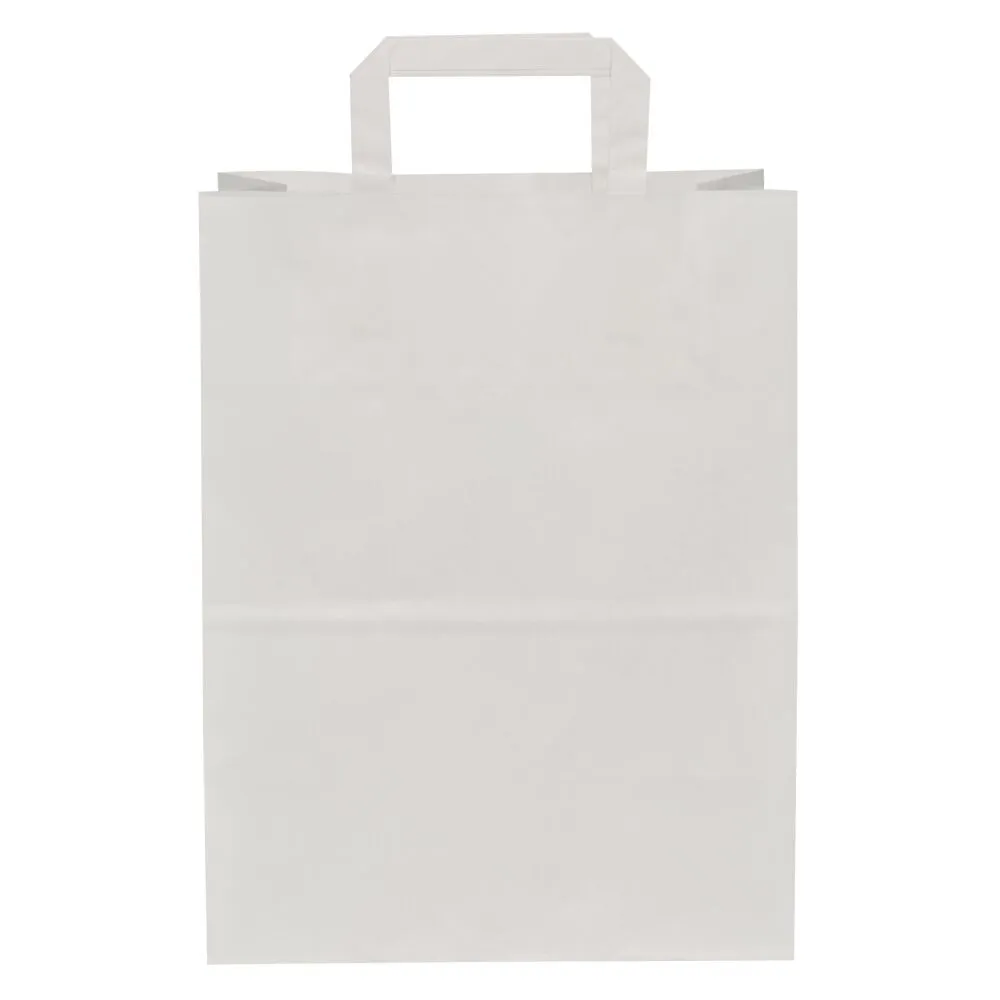 Bærepose, 26x14x34cm, 16 l, hvid, papir, med hank (250 stk/krt)