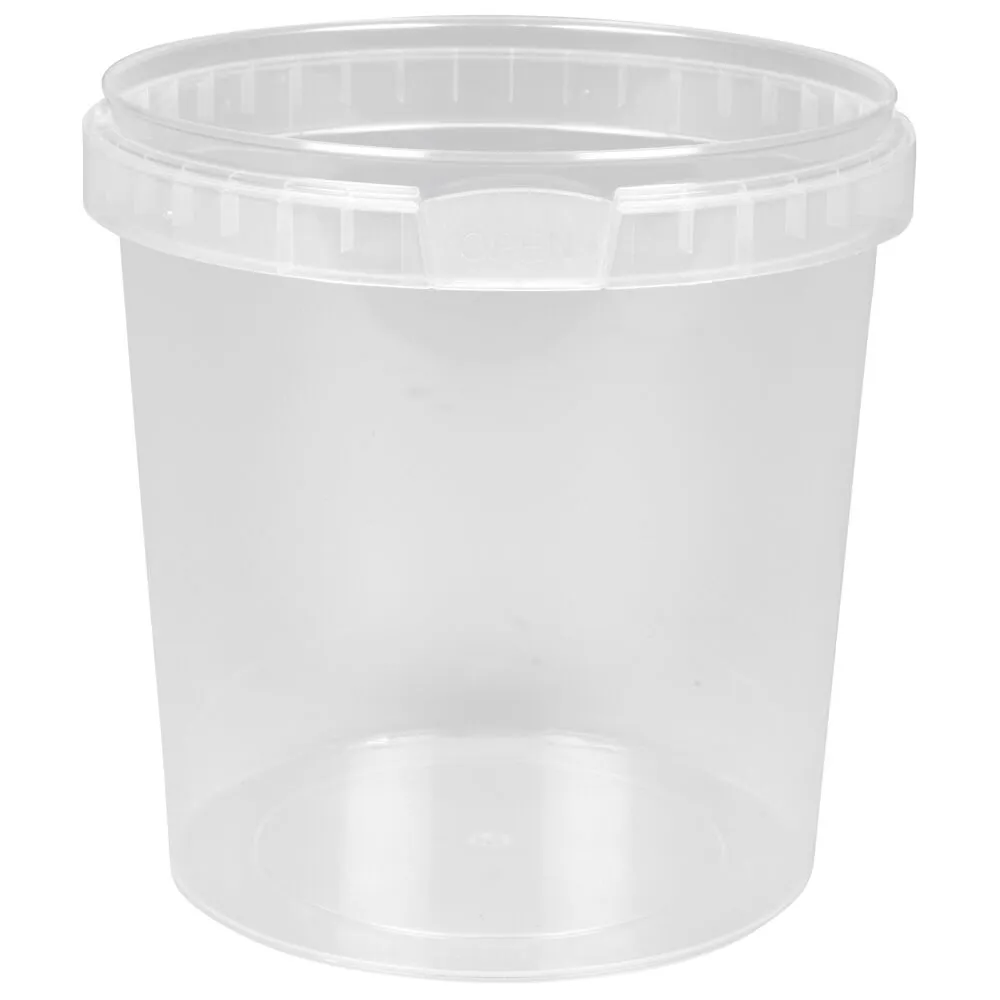 Condi bøtte, 12,3cm, Ø122mm, 1000 ml, 1100 ml, klar, PP, 1-rums (324 stk/krt)