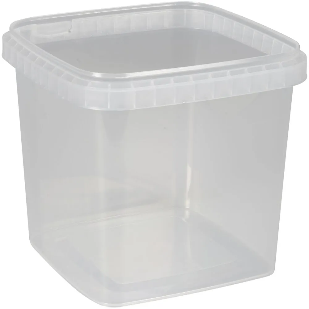 Condi bøtte, 12,8x12,8x11,8cm, 1280 ml, klar, PP, 1-rums, stor forpakning (180 stk/krt)