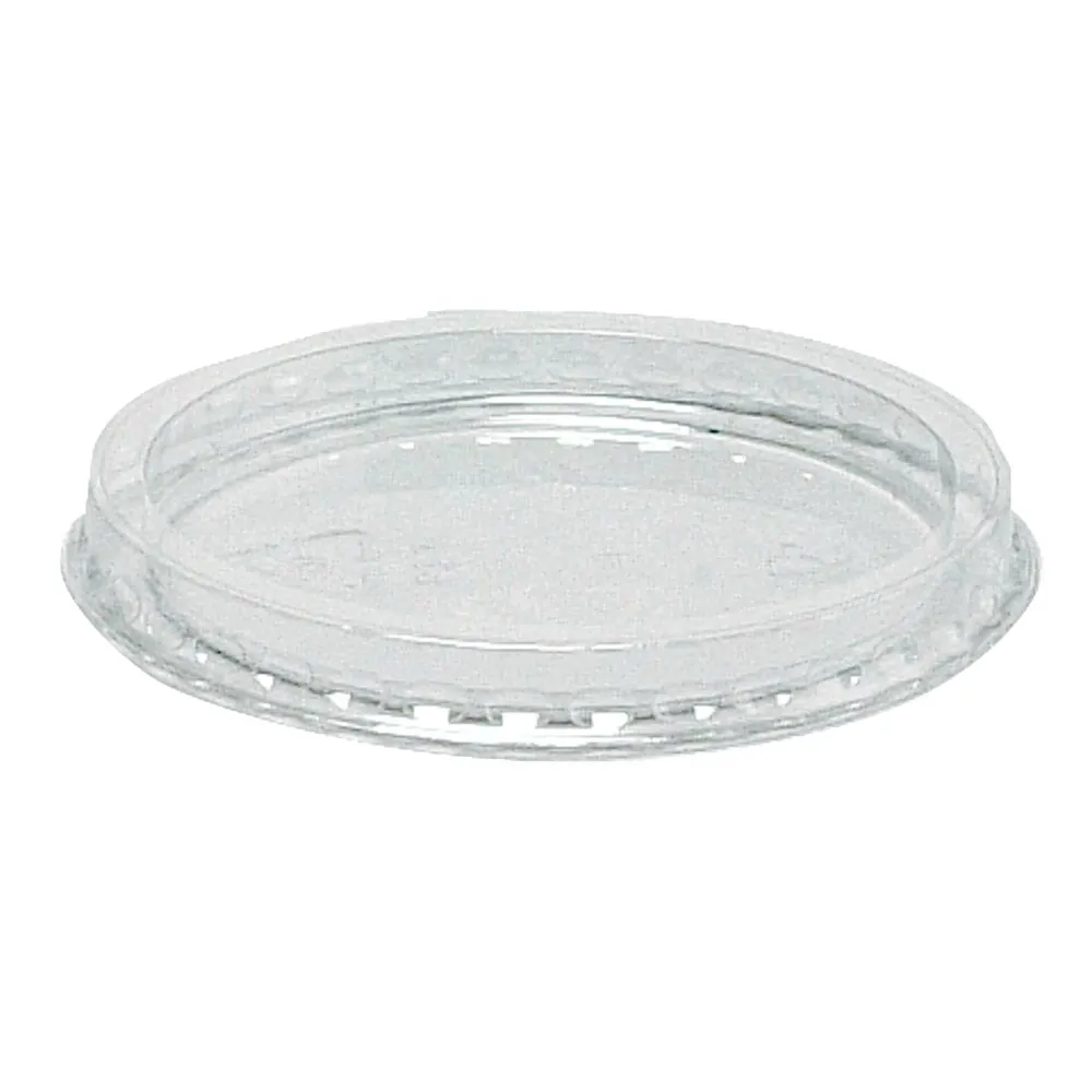 Låg, Ø7,5cm, klar, PET/RPET, fladt uden kryds (1000 stk/krt)