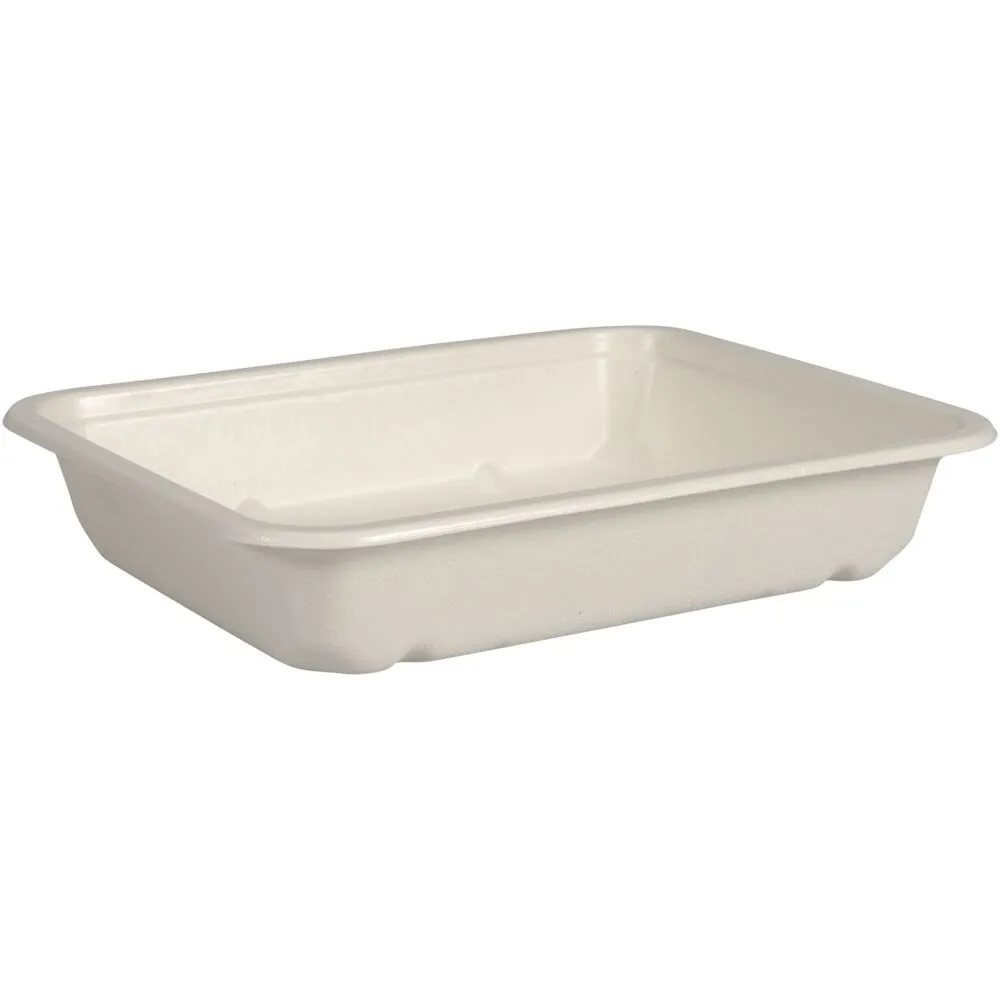 [1999900242] Menubakke, 22,7x17,8x4,3cm, hvid, sukkerrør, 1-rums (250 stk/krt)