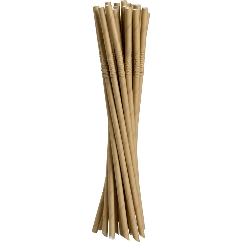 Sugerør, 24cm, Ø6mm, brun, papir, med knæk (5000 stk/krt)