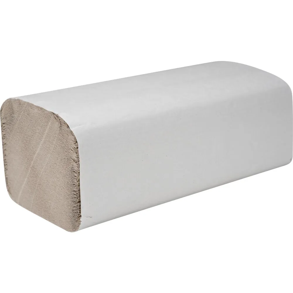 Håndklædeark, neutral, 1-lags, V-fold, 23x25cm, 11,5 cm, ubleget, genanvendt papir (5000 ark/kolli)